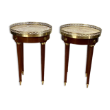 Pair of old pedestals stamped " h.j.l.rossenu " in mahogany over marble