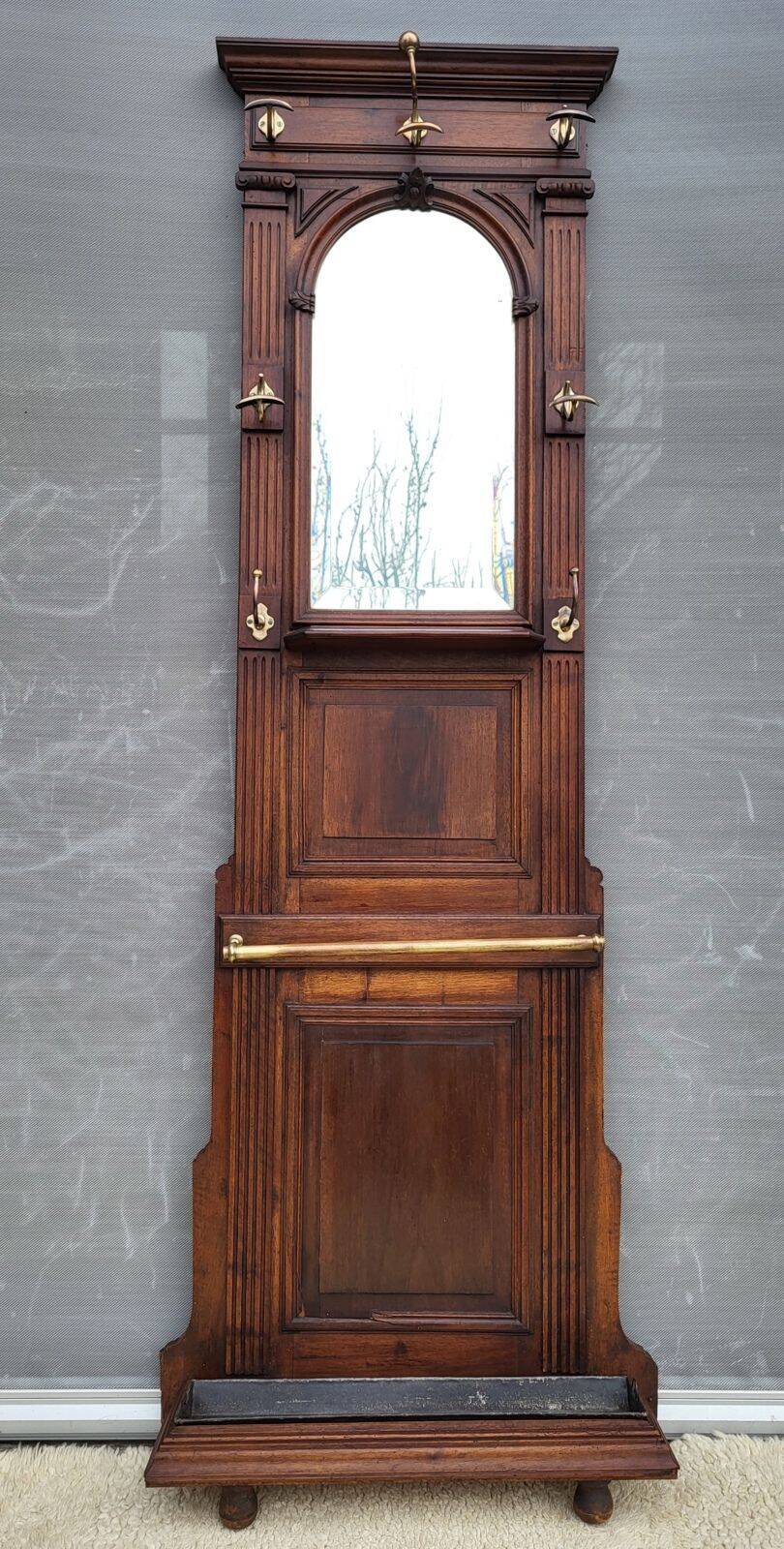 Monumental Art Nouveau wardrobe • walnut & brass