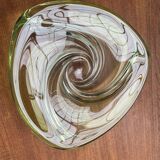 Mid-century modern crystal fruit bowl by Rene Delvenne for Val Saint Lambert, Belgium, 1960s.