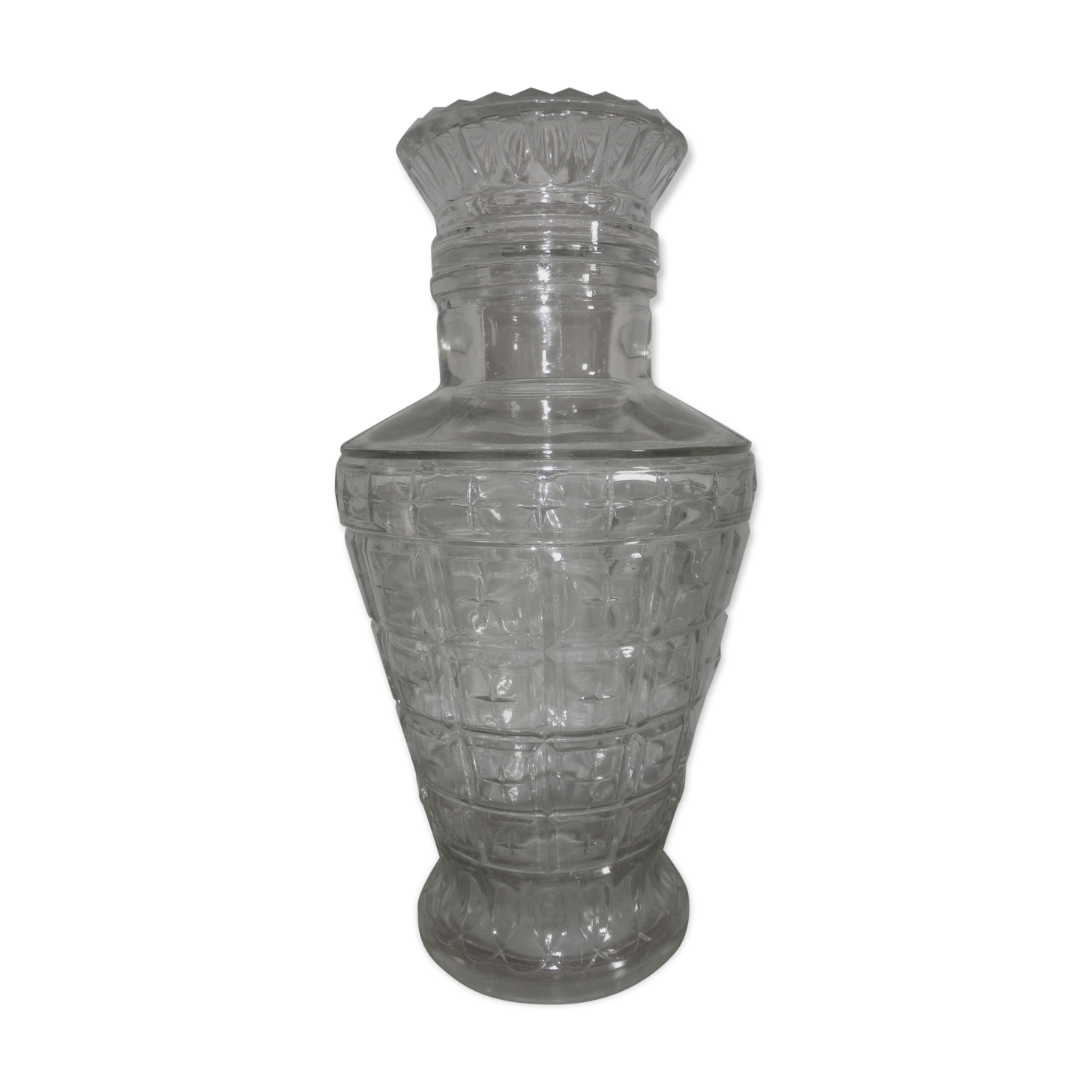 Jar of chiseled glass apothecary