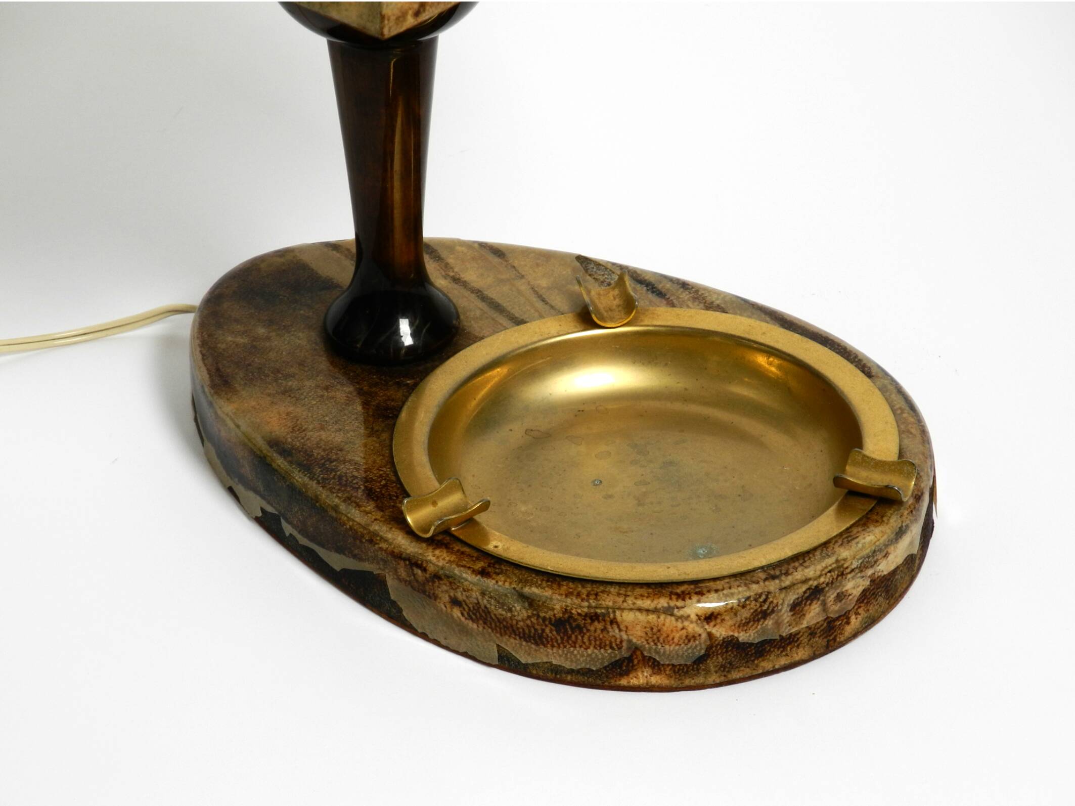 Mid Century italian table lamp with ashtray like a lantern by Aldo Tura