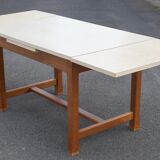 Wood and formica table with extensions