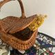 Brown woven vintage wicker basket with 2 lids.