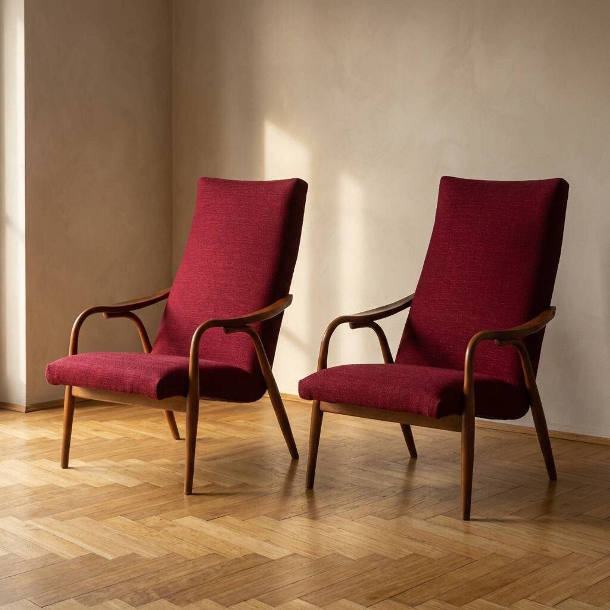 Pair of mid-century modern bentwood armchairs by TON, 1970s, Czechoslovakia