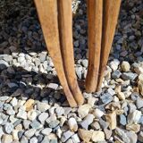 Set of art deco chairs in wood and skaï