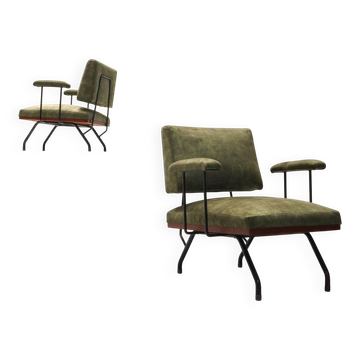 Paire de fauteuils lounge modernistes italiens des années 1950