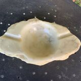 Large marble ashtray, white, beige, gray veins, vintage stone