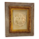 Antique gilded frame with stone lion head ornament on plexiglass