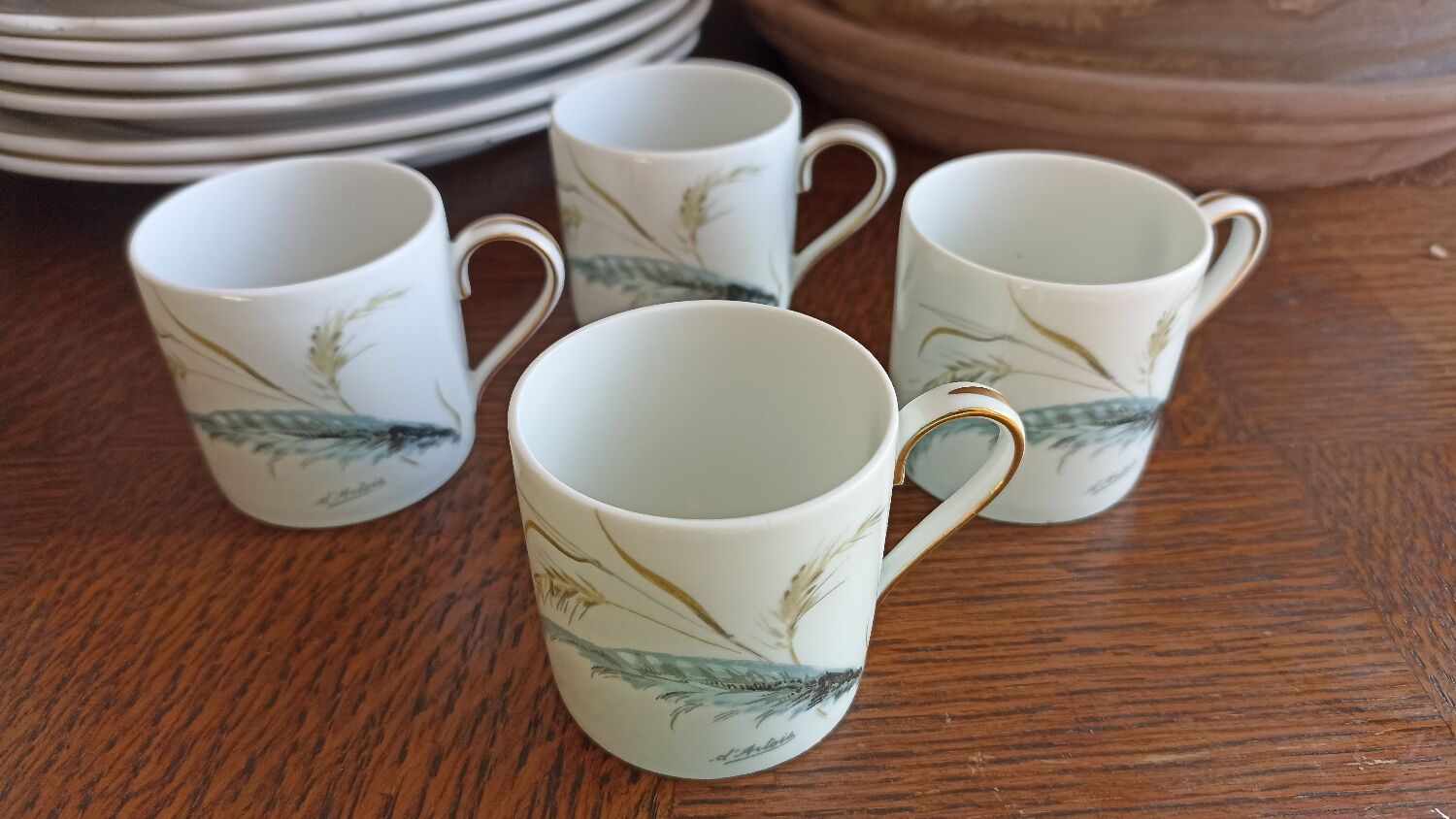4 Limoges porcelain espresso cups by Fabrique Royale Limoges