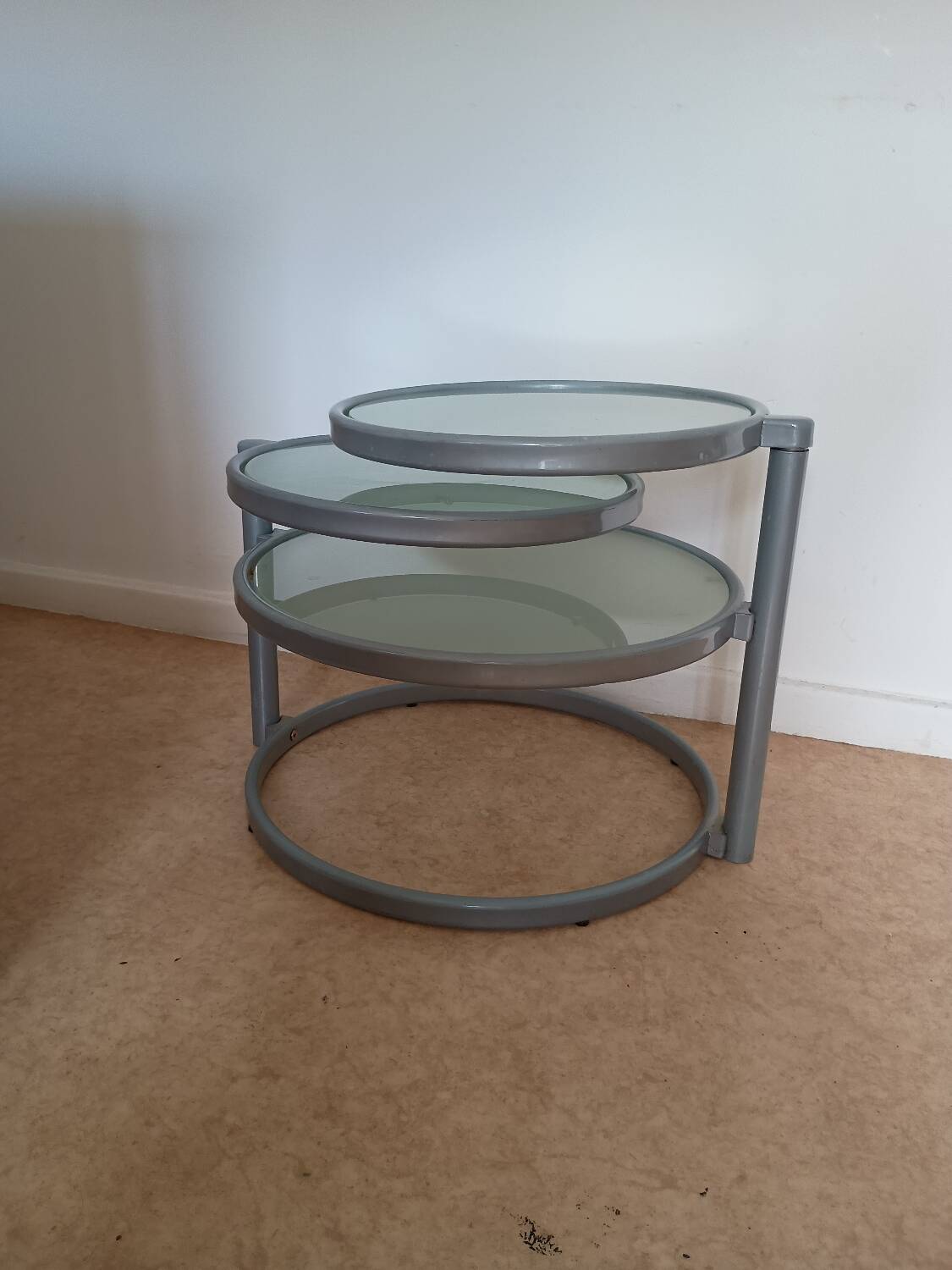 Coffee table in metal and glass, 1970s