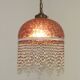 French Mid Century Purple Art Glass Ceiling Light Beaded Fringed Shade 4491