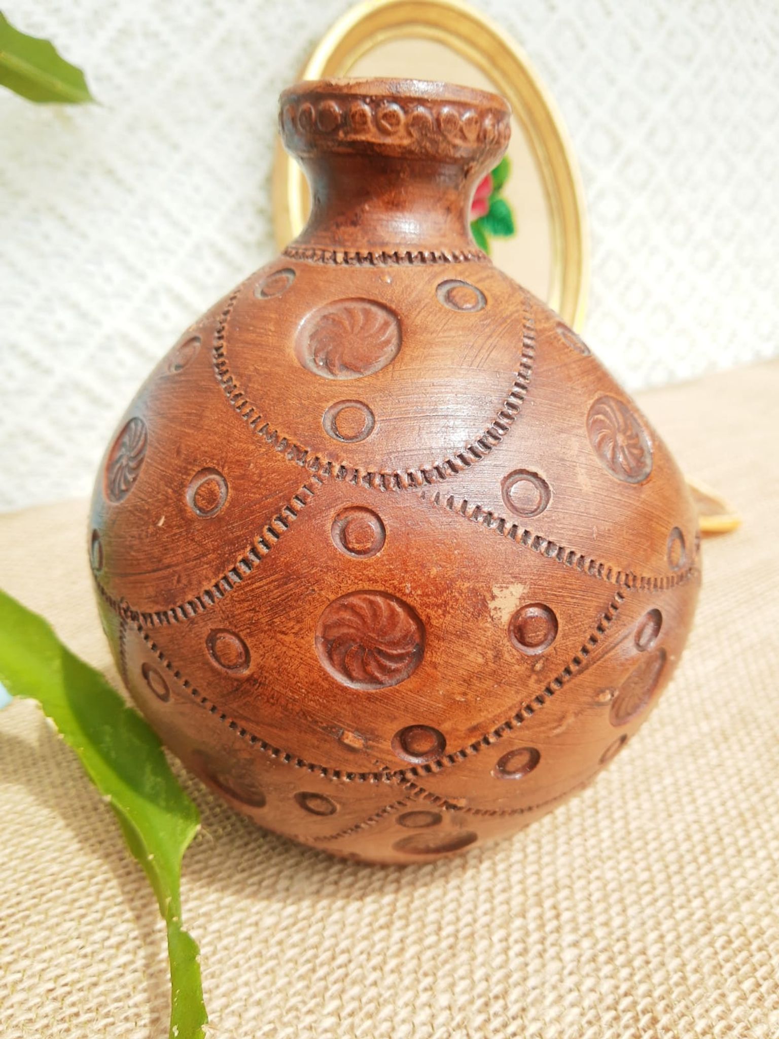 Vase , terracotta soliflore made in greece - vintage