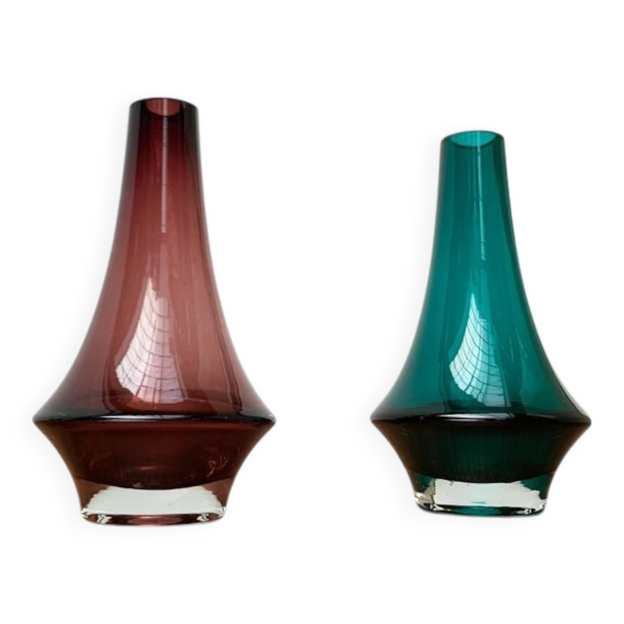 Vases en verre 1379 Mid-Century par Tamara Aladin pour Riihimäki, Finlande, années 1960, lot de 2