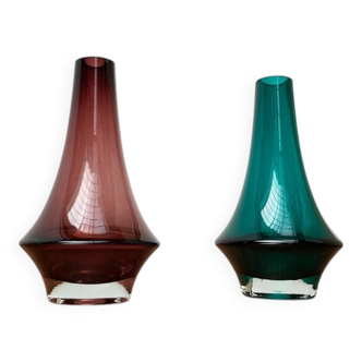 Glass vases 1379 Mid-Century by Tamara Aladin for Riihimäki, Finland, 1960s, set of 2
