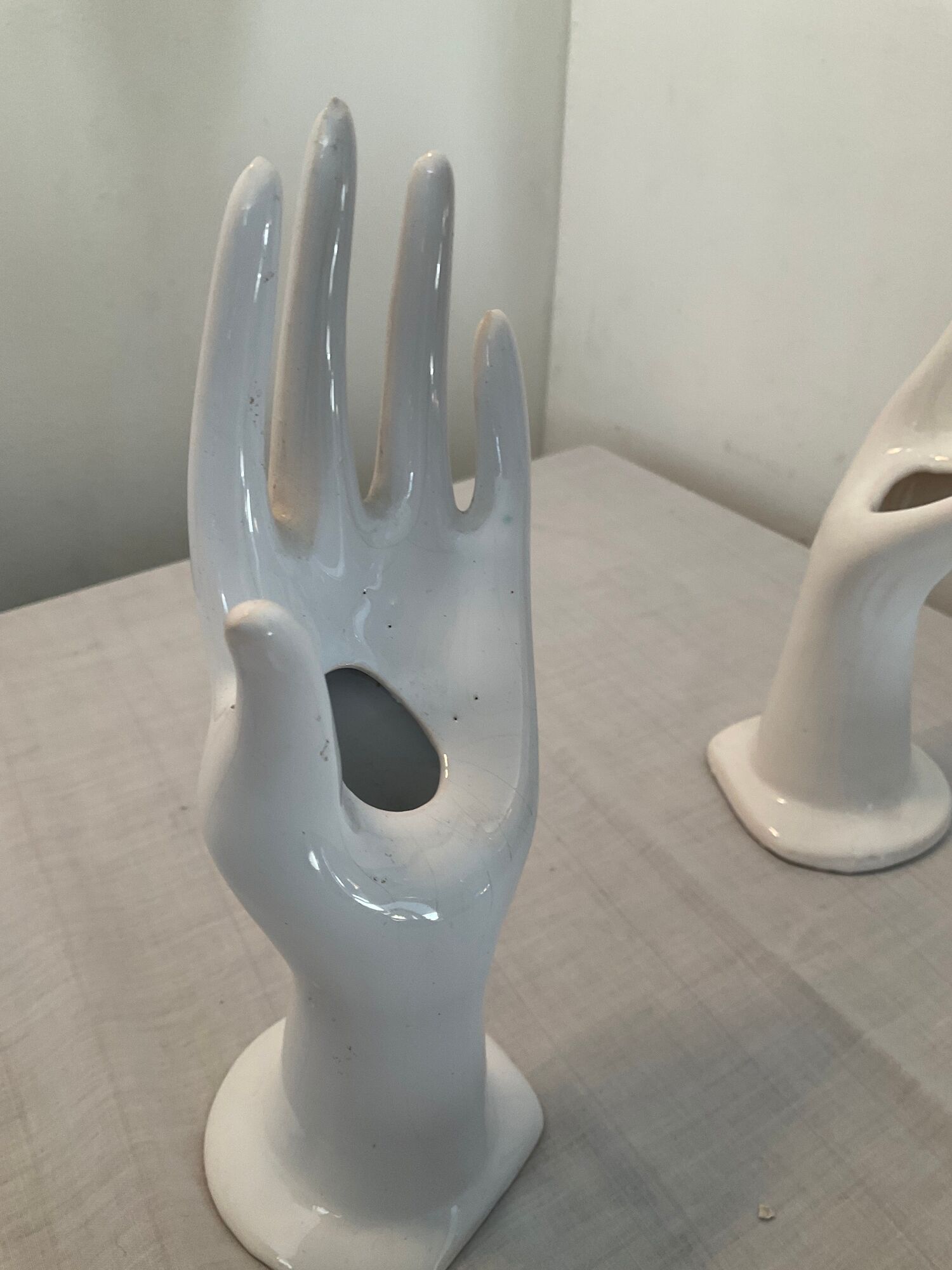 Pair of ceramic hand soliflores vases 70s