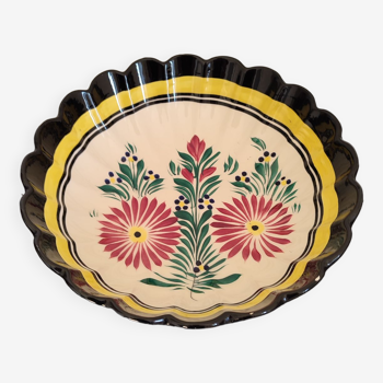 HB Quimper hollow earthenware dish with floral decoration