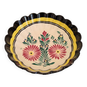 HB Quimper hollow earthenware dish with floral decoration