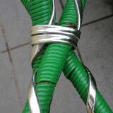 Vintage plant holder tripod "kitsch" pink pattern