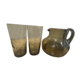 Lot d'un service en verre teinté vintage typique 70's