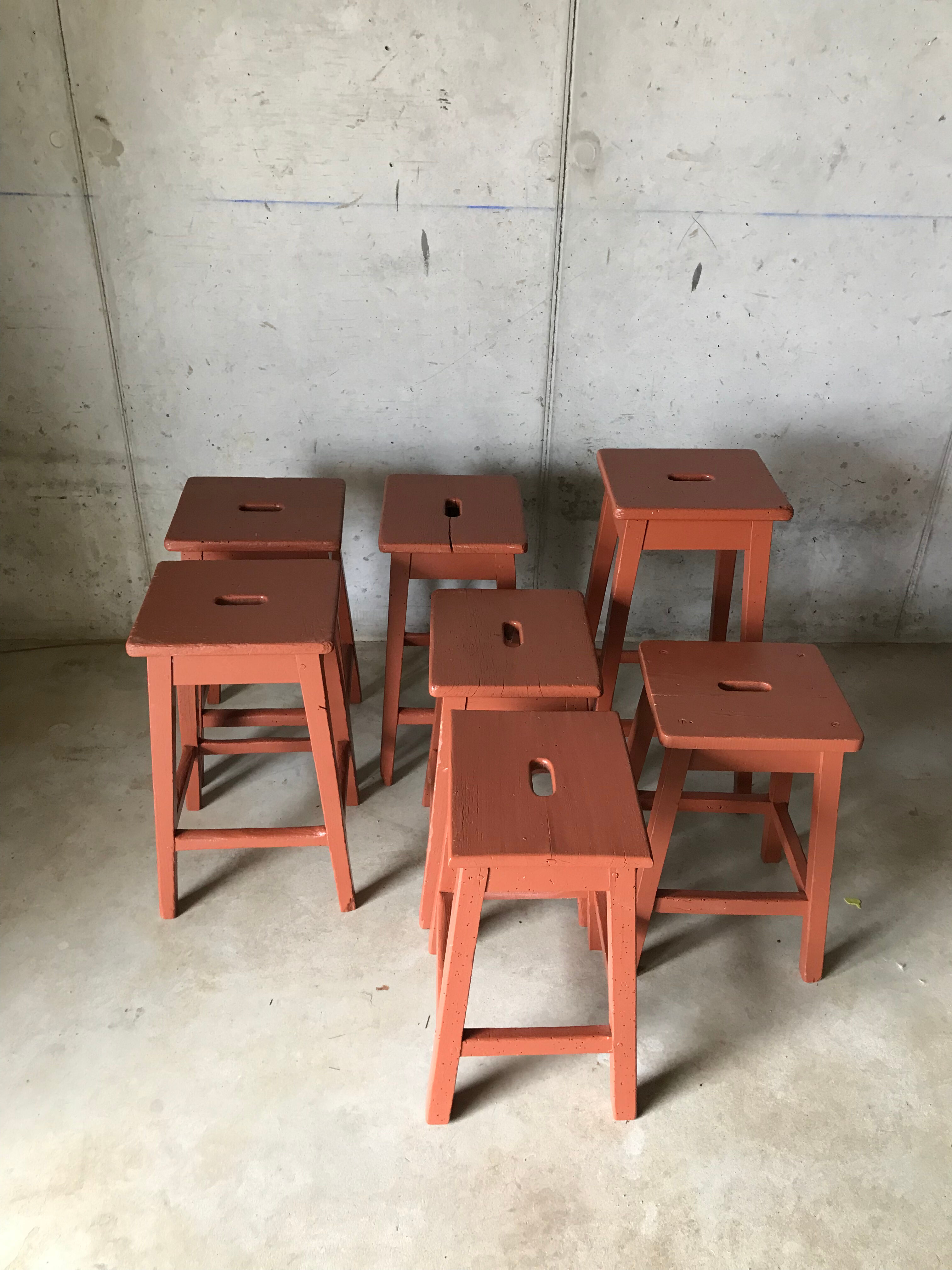 Set of wooden stools