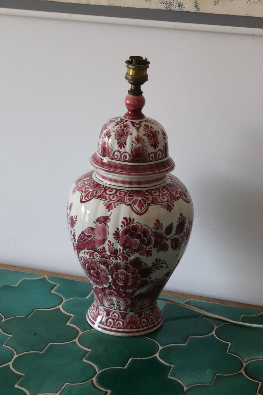 Vintage red holland ceramic lamp