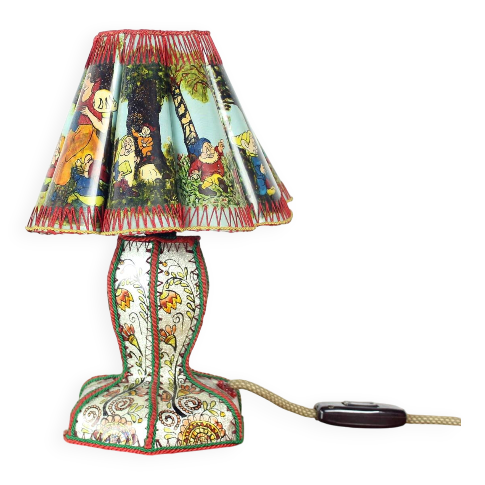 Rare Mid Century Snow White And Seven Dwarfs Children’s Table Lamp, 1950s