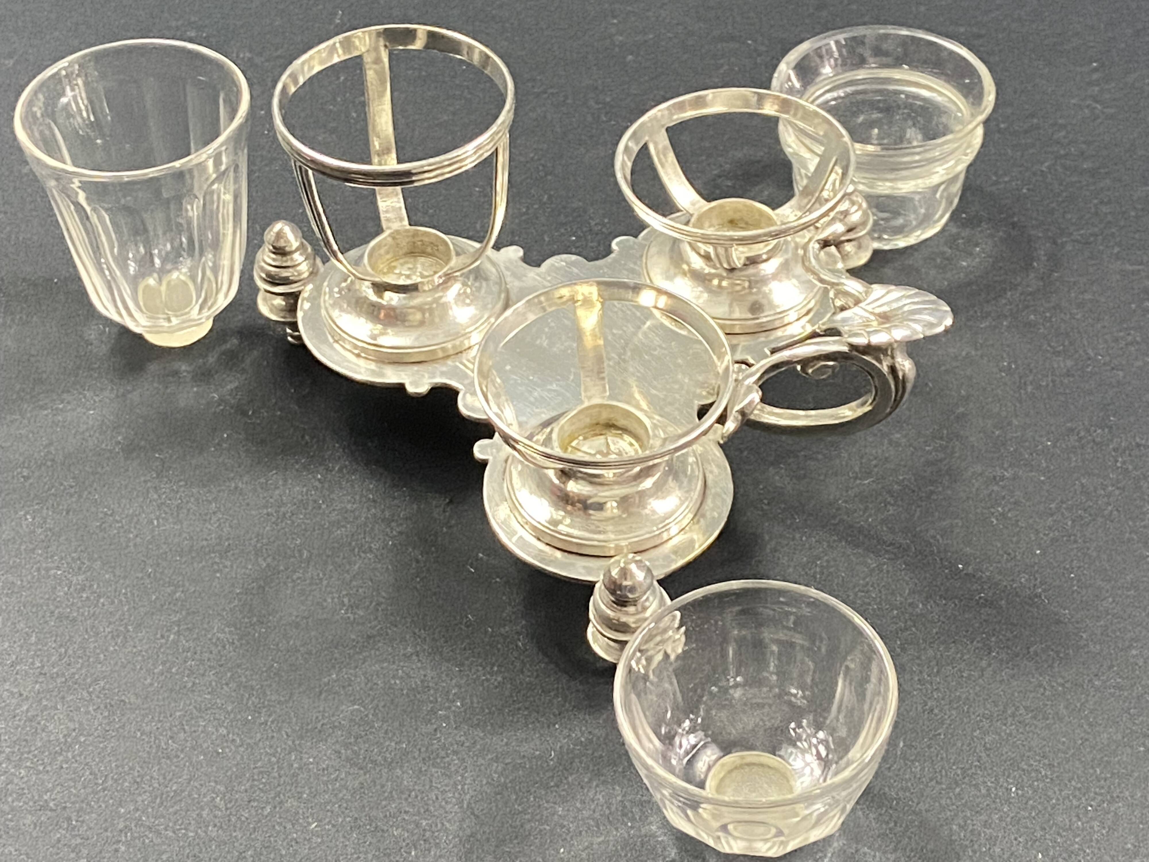 19th century Louis XV style condiment holder, silver or silver-plated metal frame