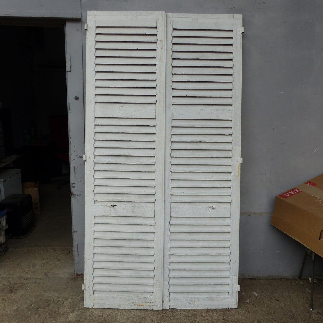Old wooden shutters louvers 2 leafs