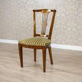 20th-Century Elm Chair in Striped Upholstery, 1940s