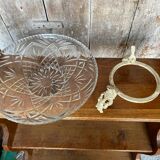 Antique fruit bowl centerpiece molded glass + vintage wrought iron