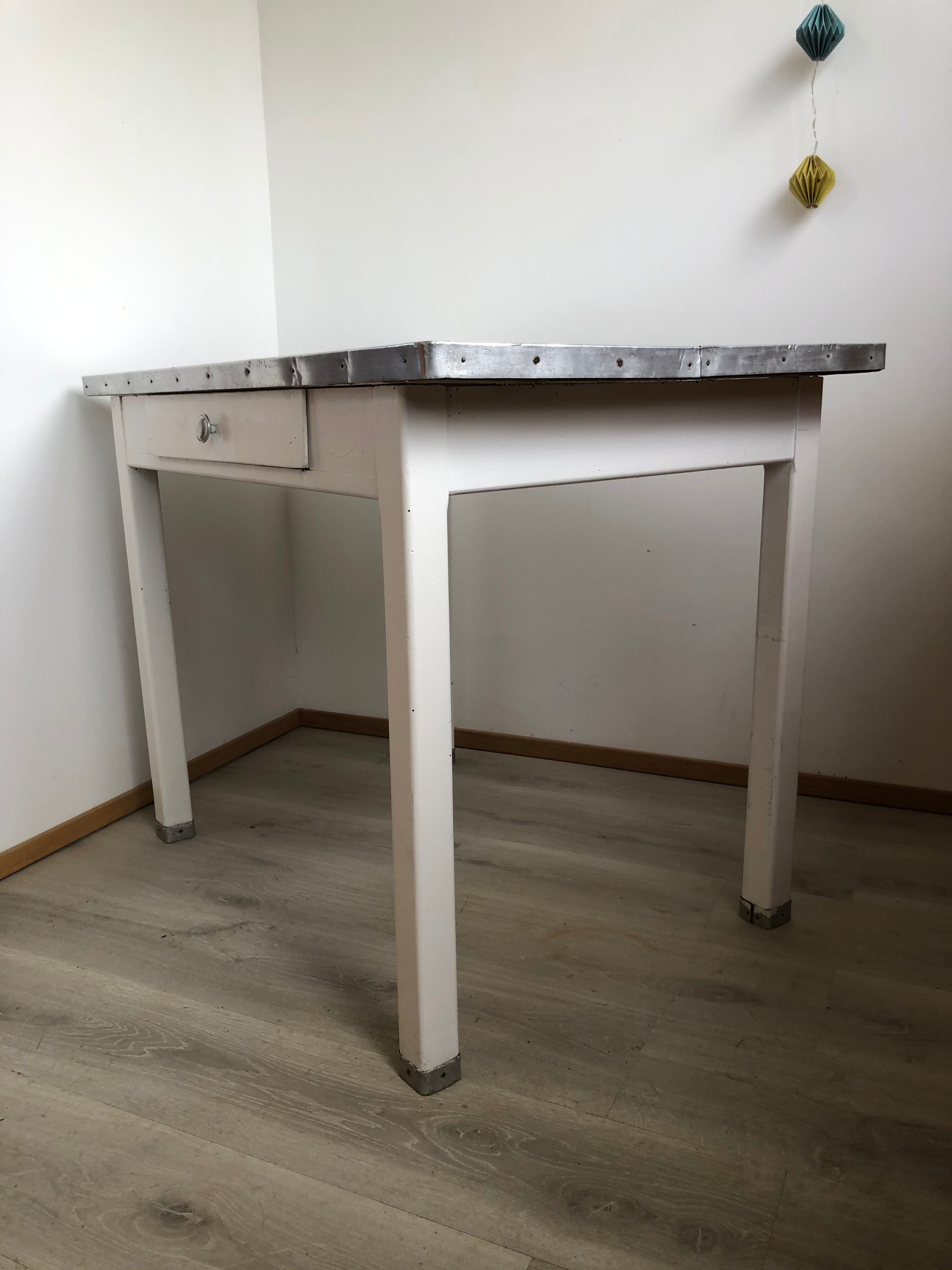 1950 wooden and zinc kitchen table