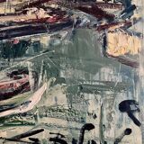 Oil on canvas, the Canal Saint-Martin in Paris