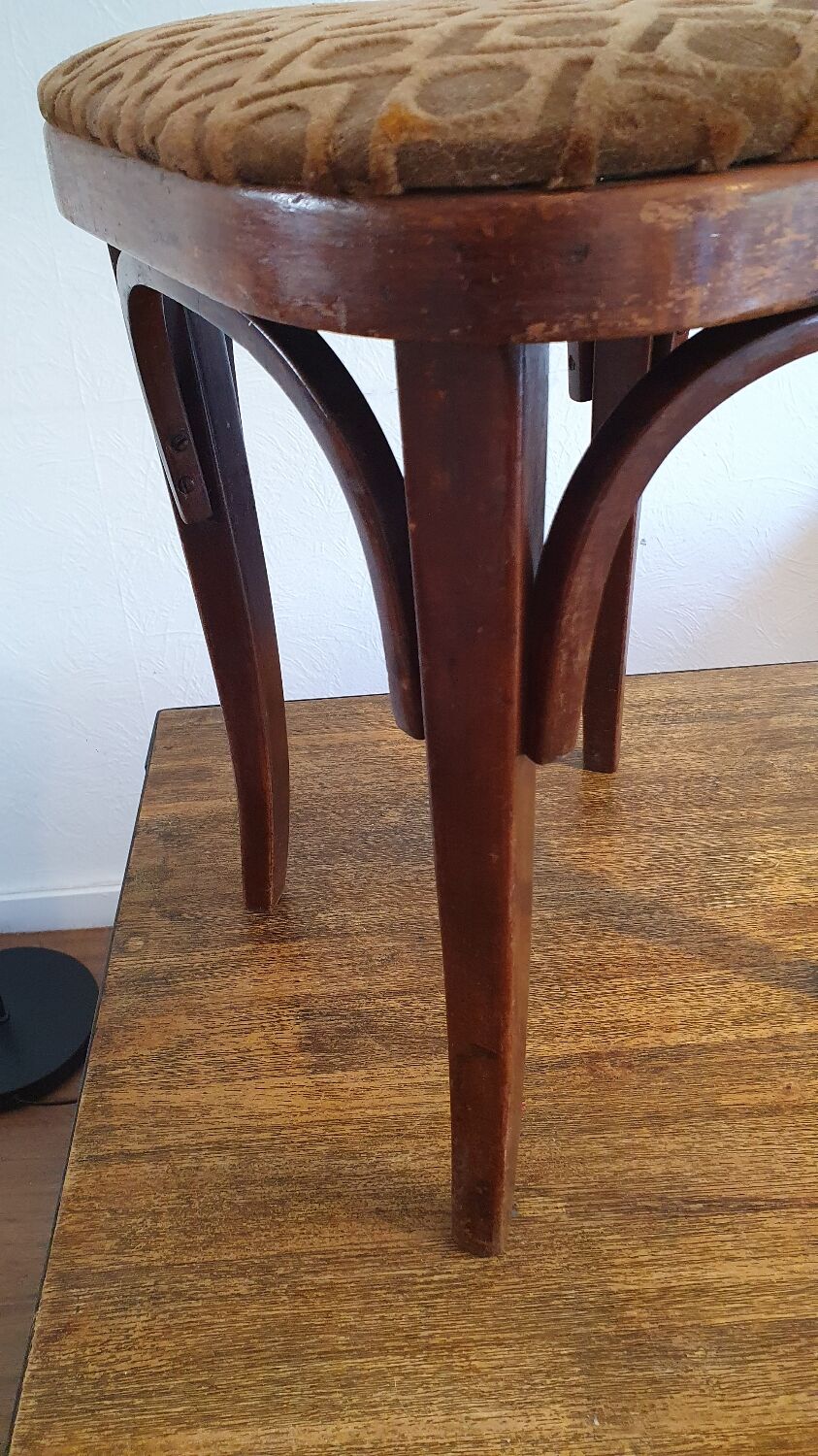 Art nouveau thonet stool bentwood and velvet