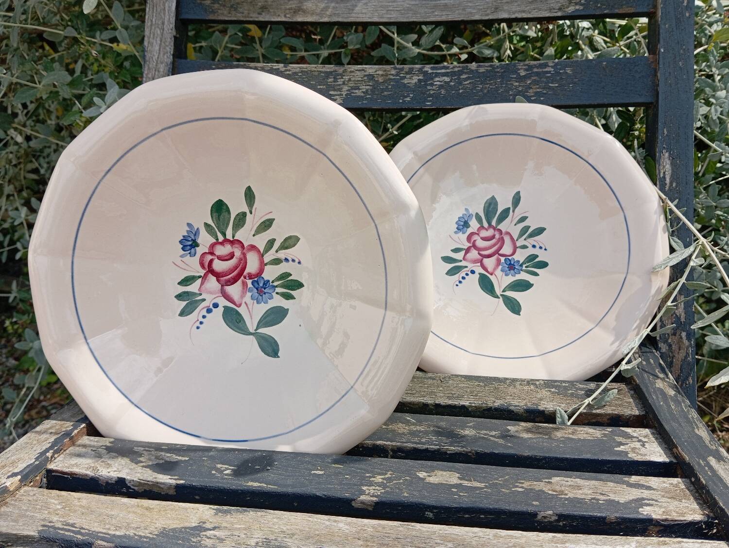 Serving plates X 2 old pink earthenware Digoin Sarreguemines