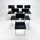 Set of 6 belgium chrome and skai dining chairs, 1960s