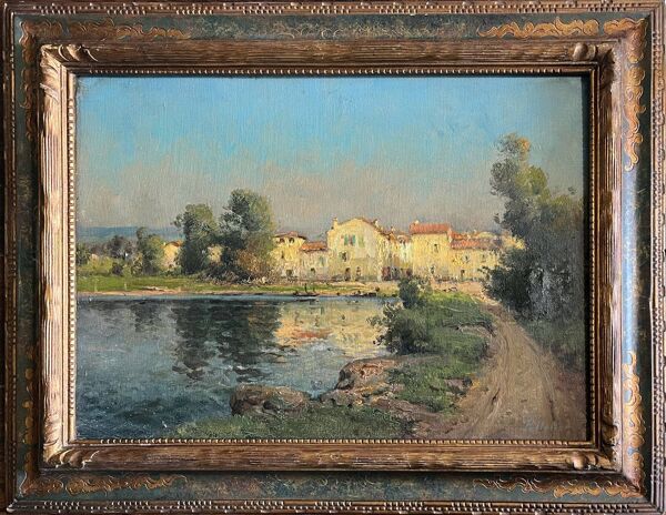 Tableau HST Pelletier cf. Eloi Georges Colette BOUVARD ''Village animé