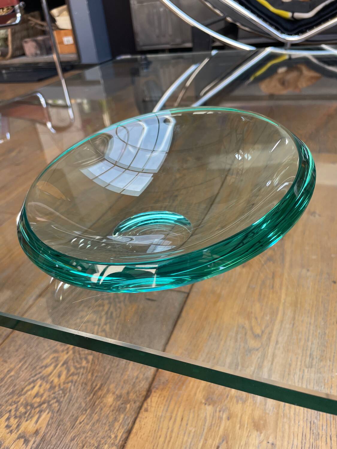 Asymmetrical glass catchall by Max Ingrand for Fontana Arte vintage 1