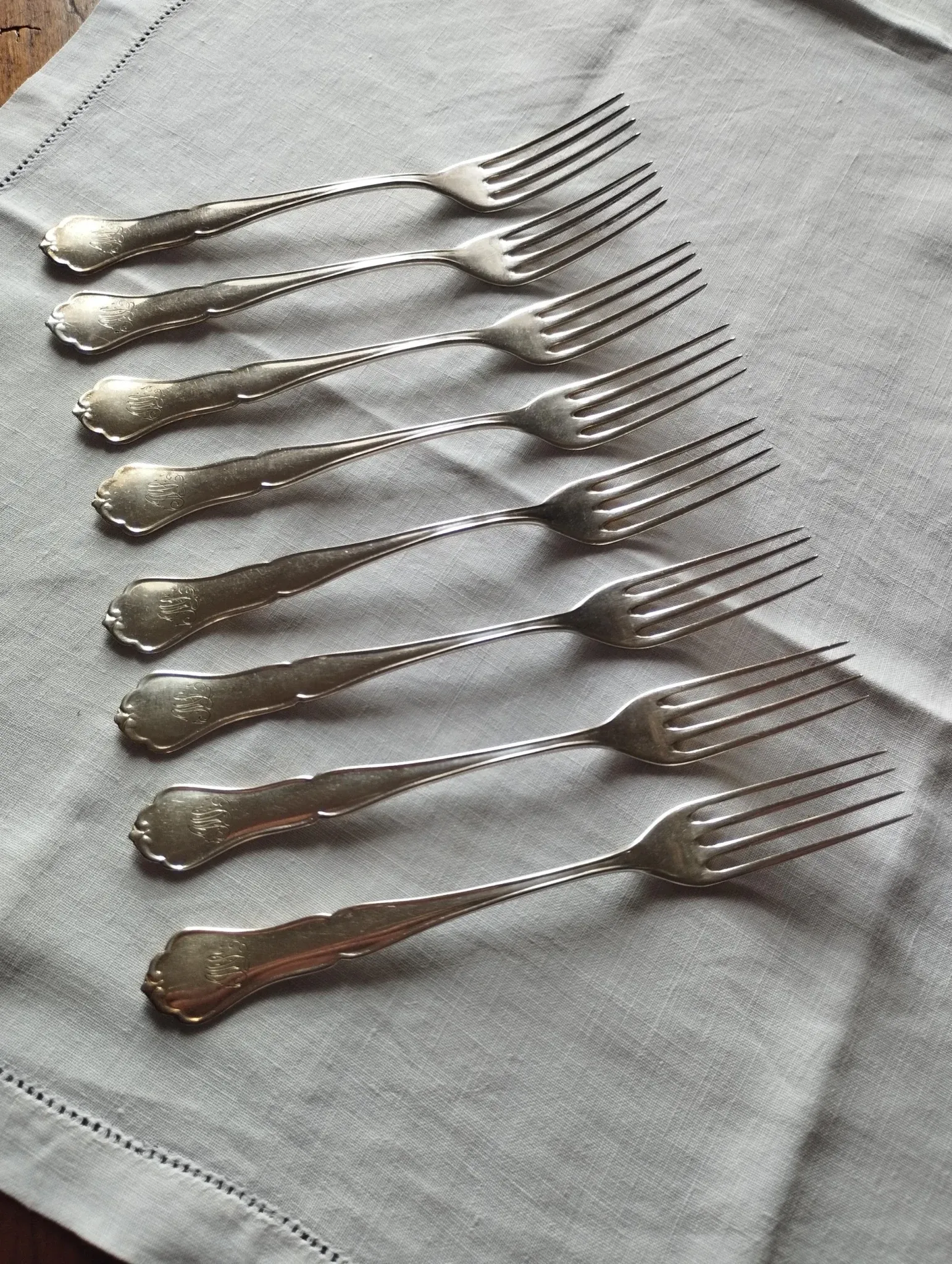 8 small numbered silver-plated forks Sorsakoski