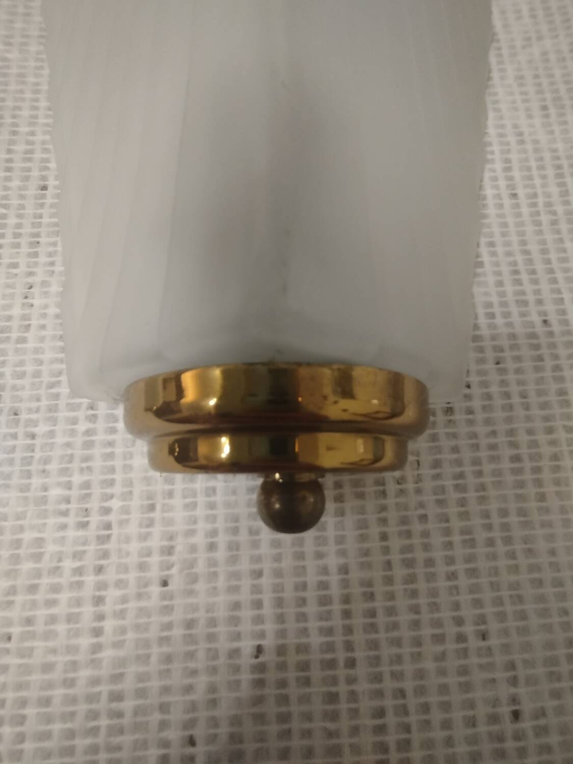 Pair of Art Deco wall sconces in frosted glass & brass