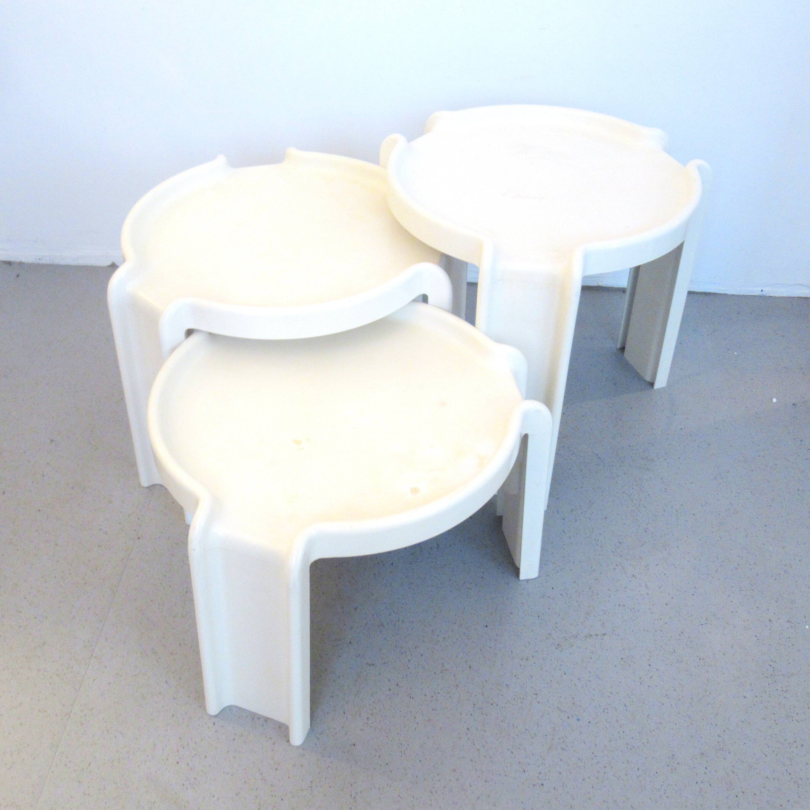 Three Giotto Stoppino Kartell nesting tables from the 60s