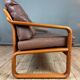 3-seater wood and leather sofa from the 1970s