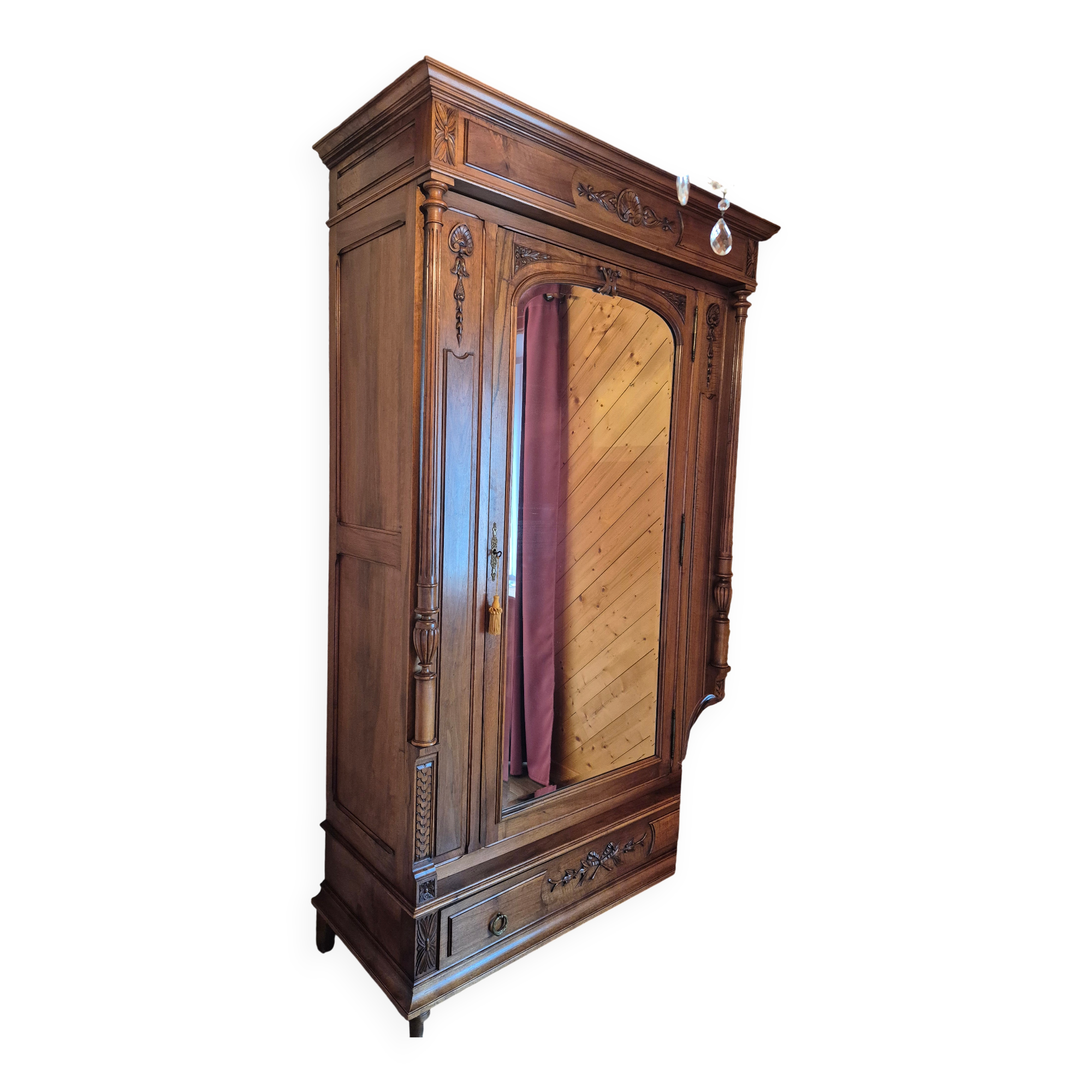 Antique carved wardrobe – solid wood Louis Philippe style