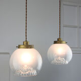 Vintage Murano Glass & Brass Pendant Lamp