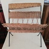 1950s Rattan Magazine Rack