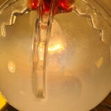 Vintage Murano glass lamp Mazzega, 22x15, chrome and wood Italy 1970