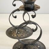 Vintage Black Patina Metal Candlesticks