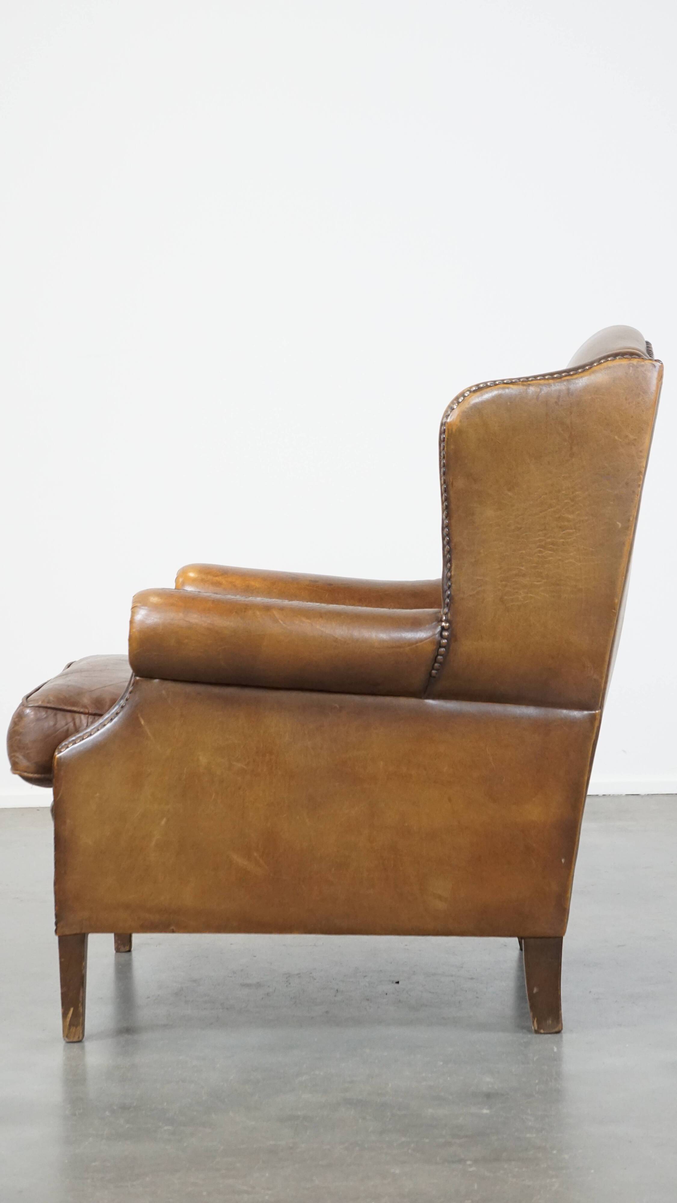 English style sheepskin wing chair