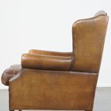 English style sheepskin wing chair