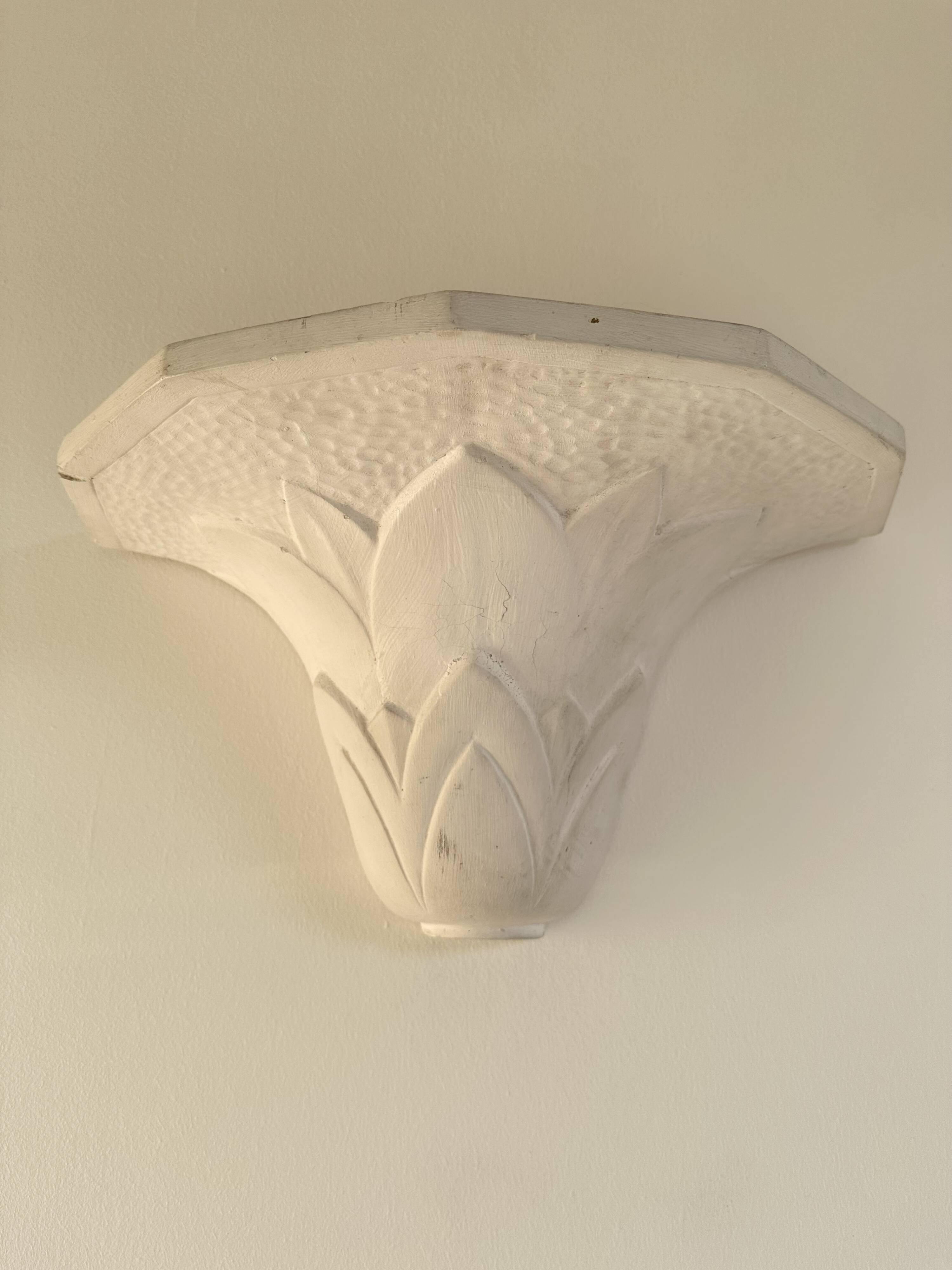Pair of plaster wall sconces, palmette decoration, 20th century