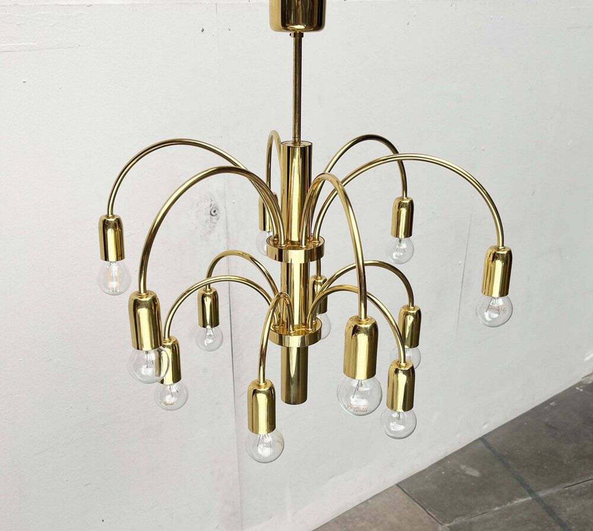 German vintage brass chandelier by Star Leuchten, 1970s.